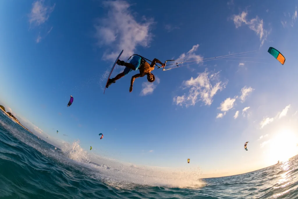 person kite surfing