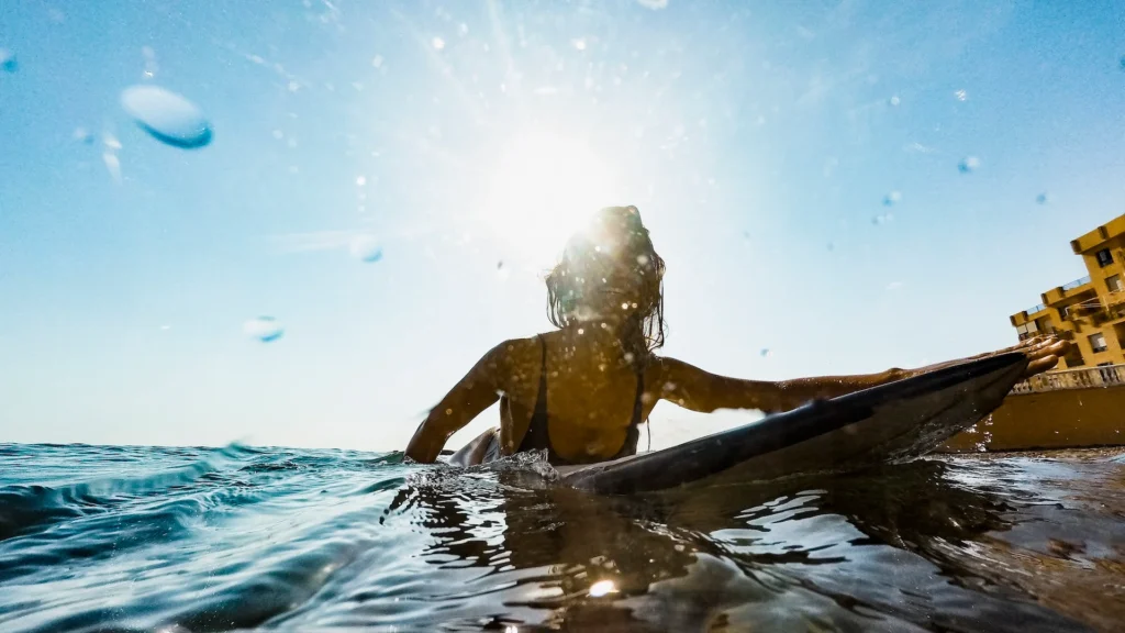 woman surfing