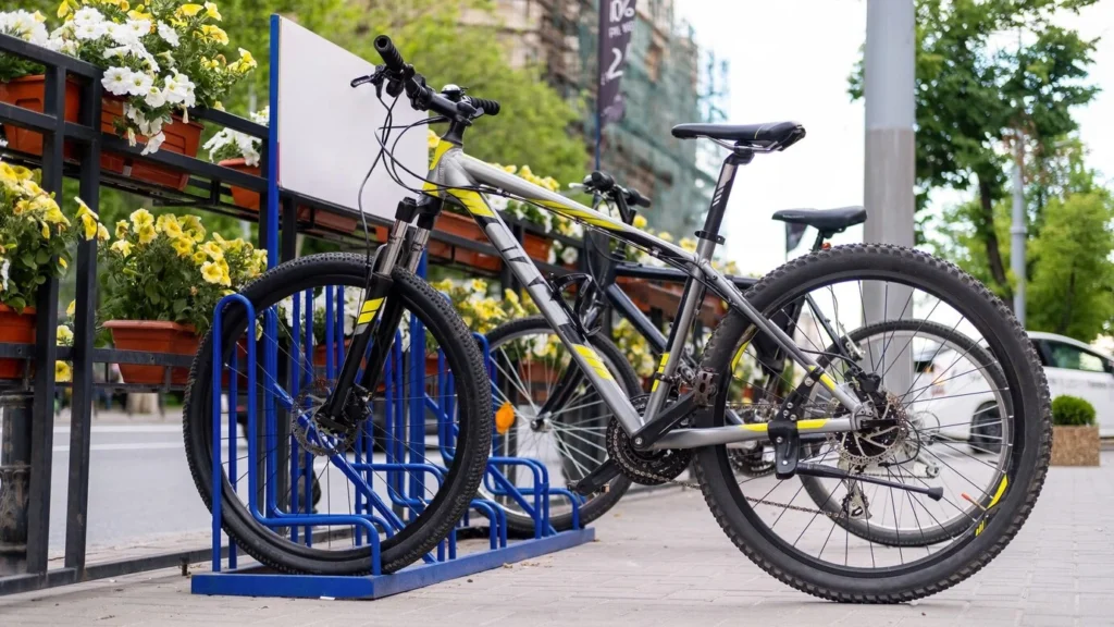 two parked bicycles