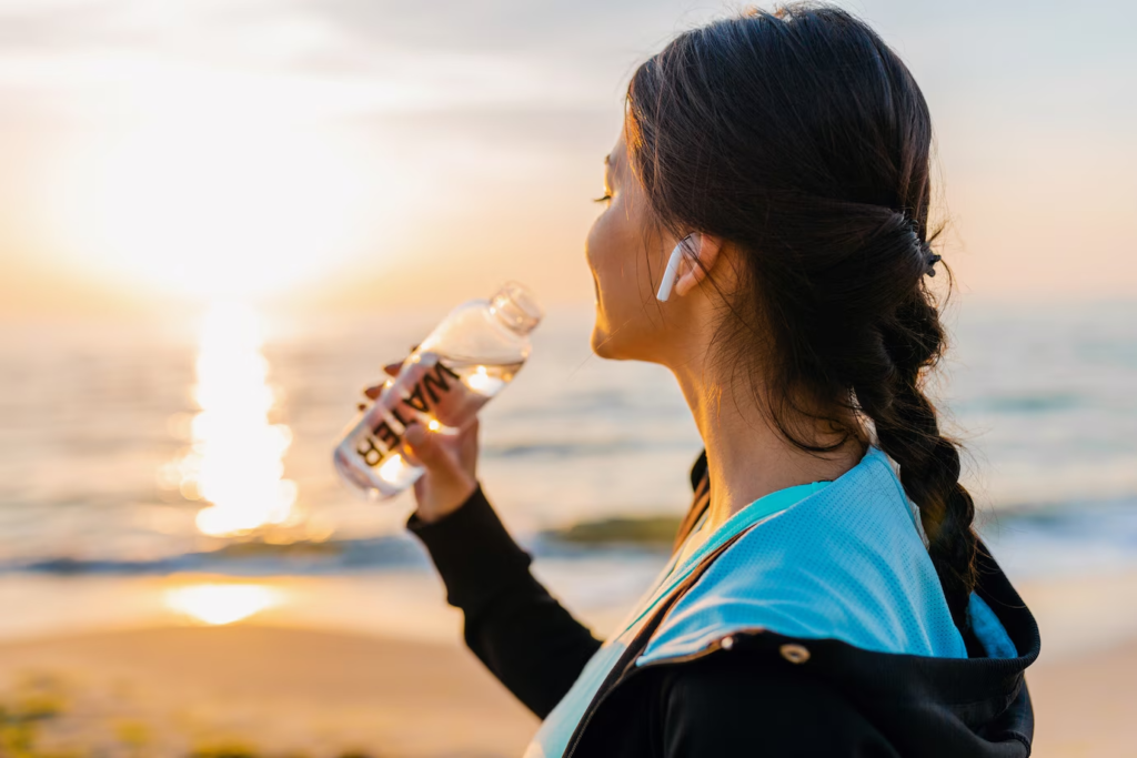 Woman stay hydrated