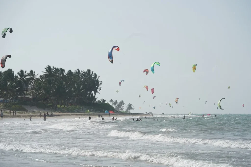 Kiteboarding in the beach